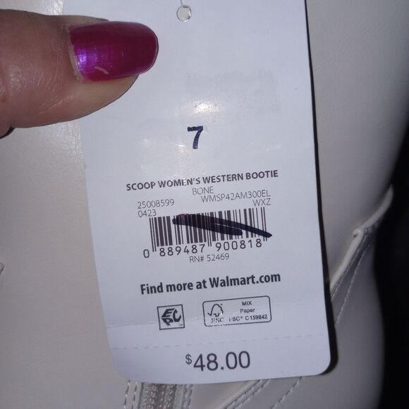 Scoop White Side Zip Western Booties Size 7 NWT - Picture 5 of 6